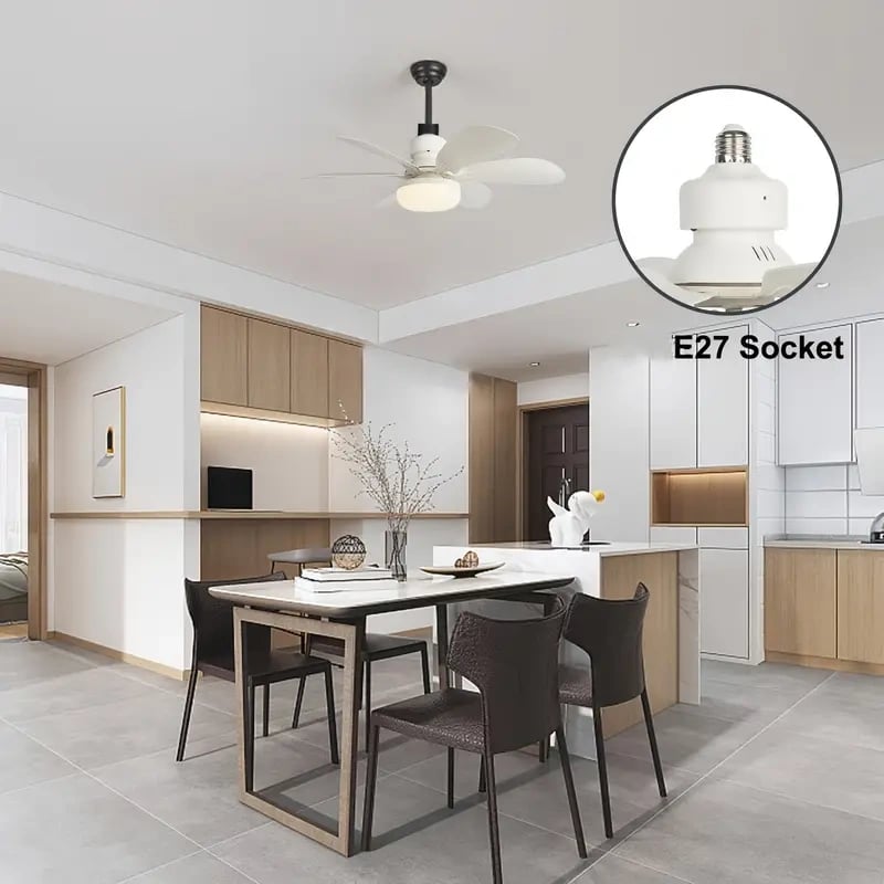 LuxeBreeze Draagbare Plafondventilator & Licht | Elegante 2-in-1 oplossing met afstandsbediening voor comfort en stijl