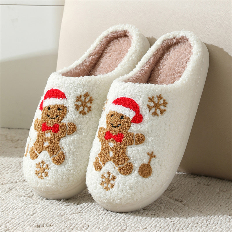 Warme Kerst Huisschoenen met Sneeuwvlokken- en Peperkoekontwerp
