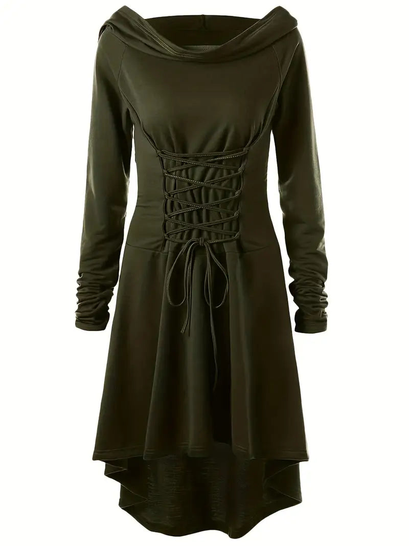 Gothic Corset Lange Mouw Halloween Kostuum Jurk | Midi