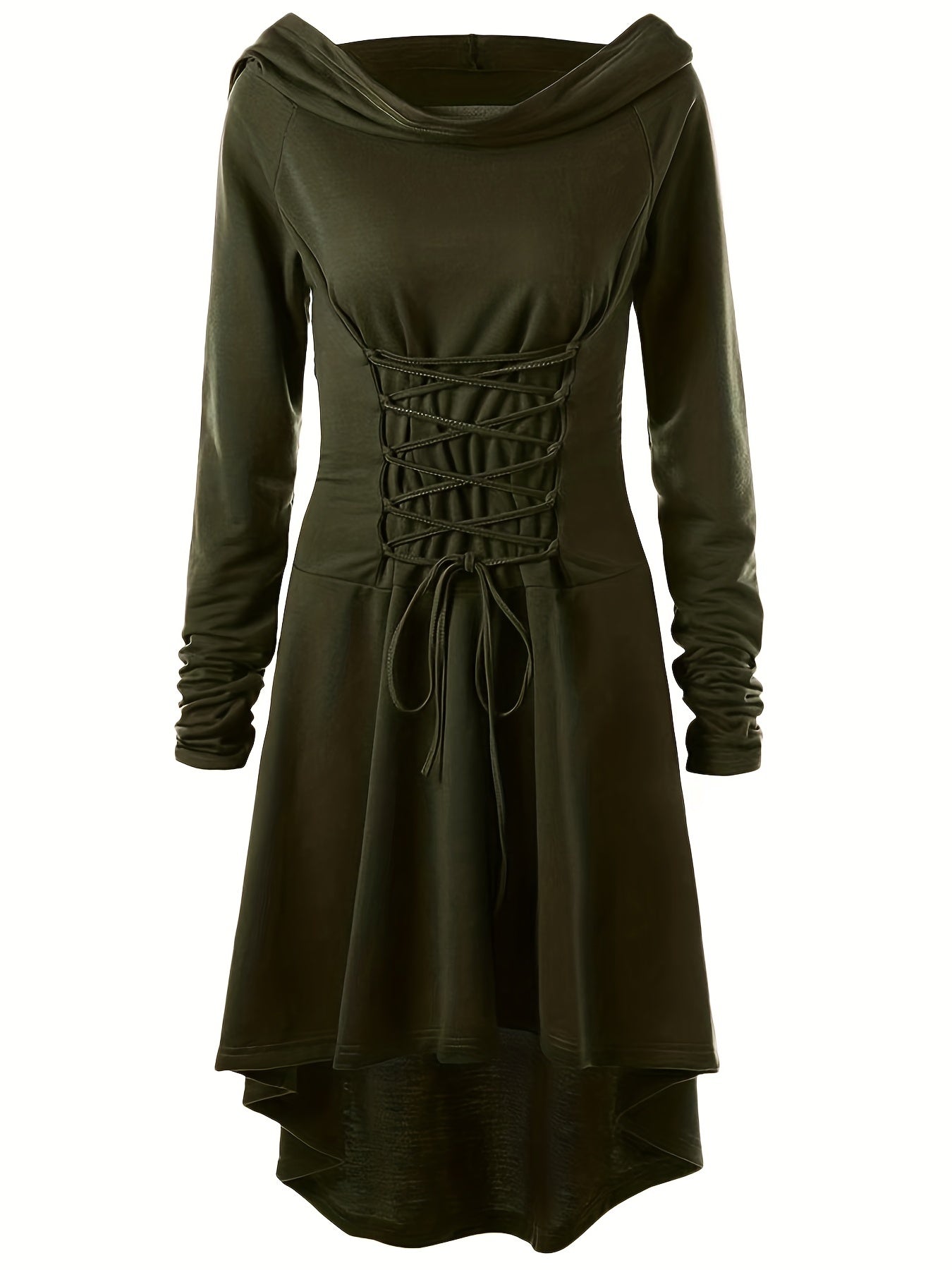 Vrouwen Vintage Korset Lange Mouw Halloween Kostuum Jurk | Midi