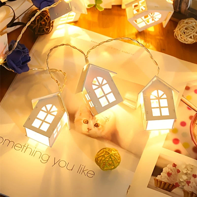 LED Kerstverlichting met Minihuisjes – Decoratieve Lichtslinger voor Binnen