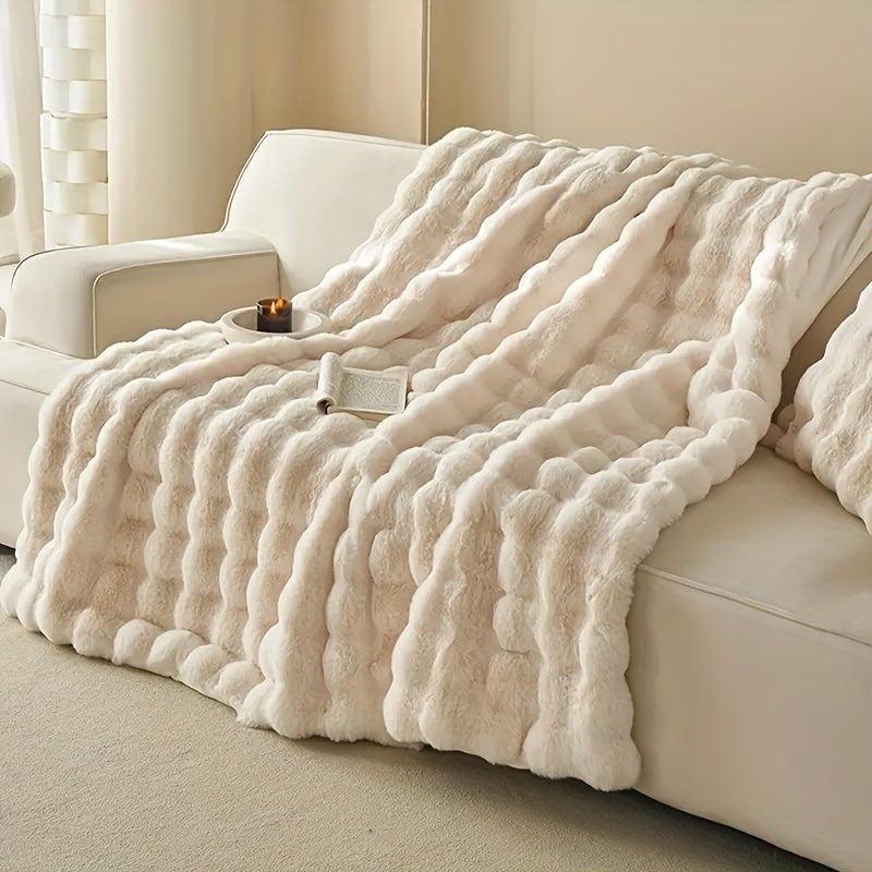 Bubble Fleece Deken – Luxe Zachte Plaid voor Extra Comfort