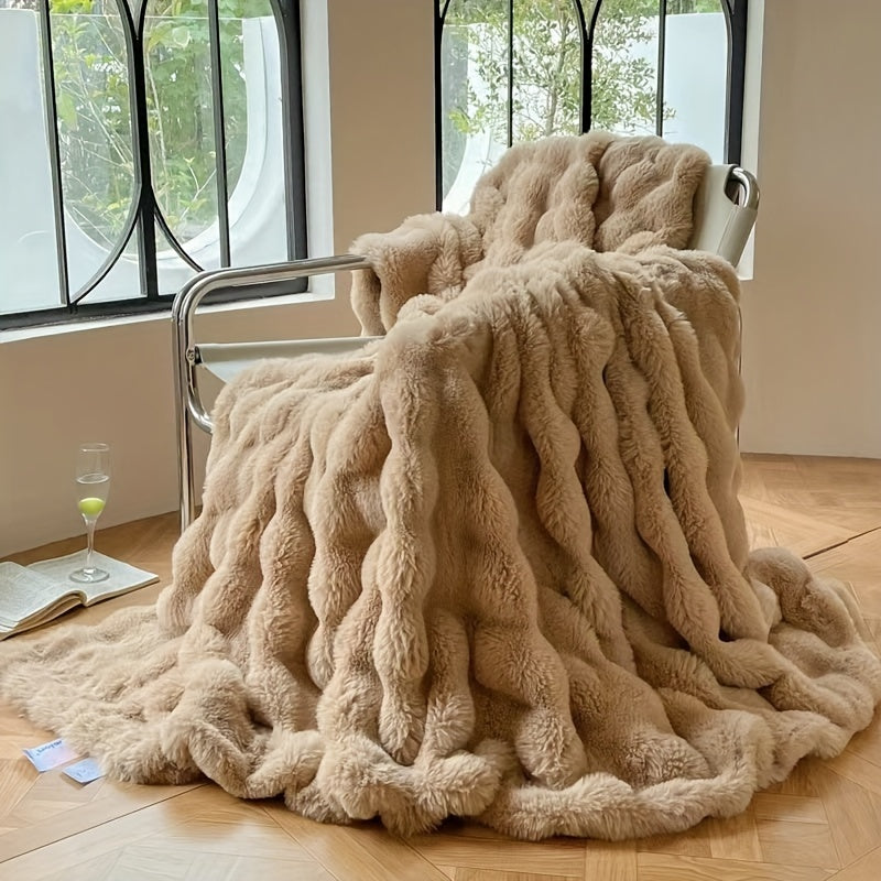 Bubble Fleece Deken – Luxe Zachte Plaid voor Extra Comfort