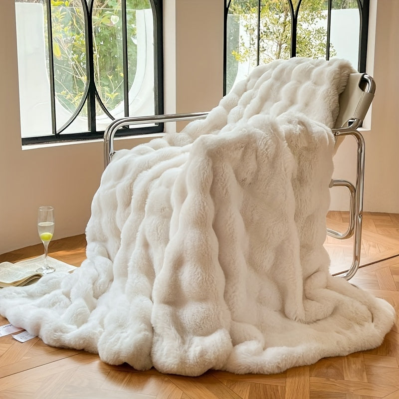 Bubble Fleece Deken – Luxe Zachte Plaid voor Extra Comfort