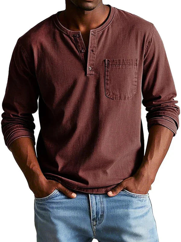 Philipp | Heren Casual Langarm-Henleyshirt