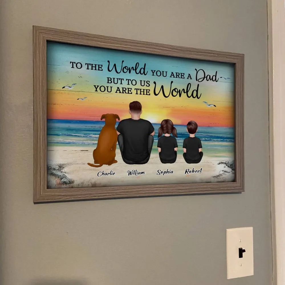 Dad And Sons Daughters Retro Vintage Beach Personalized Poster, Heartfelt Father's Day Gift For Dad