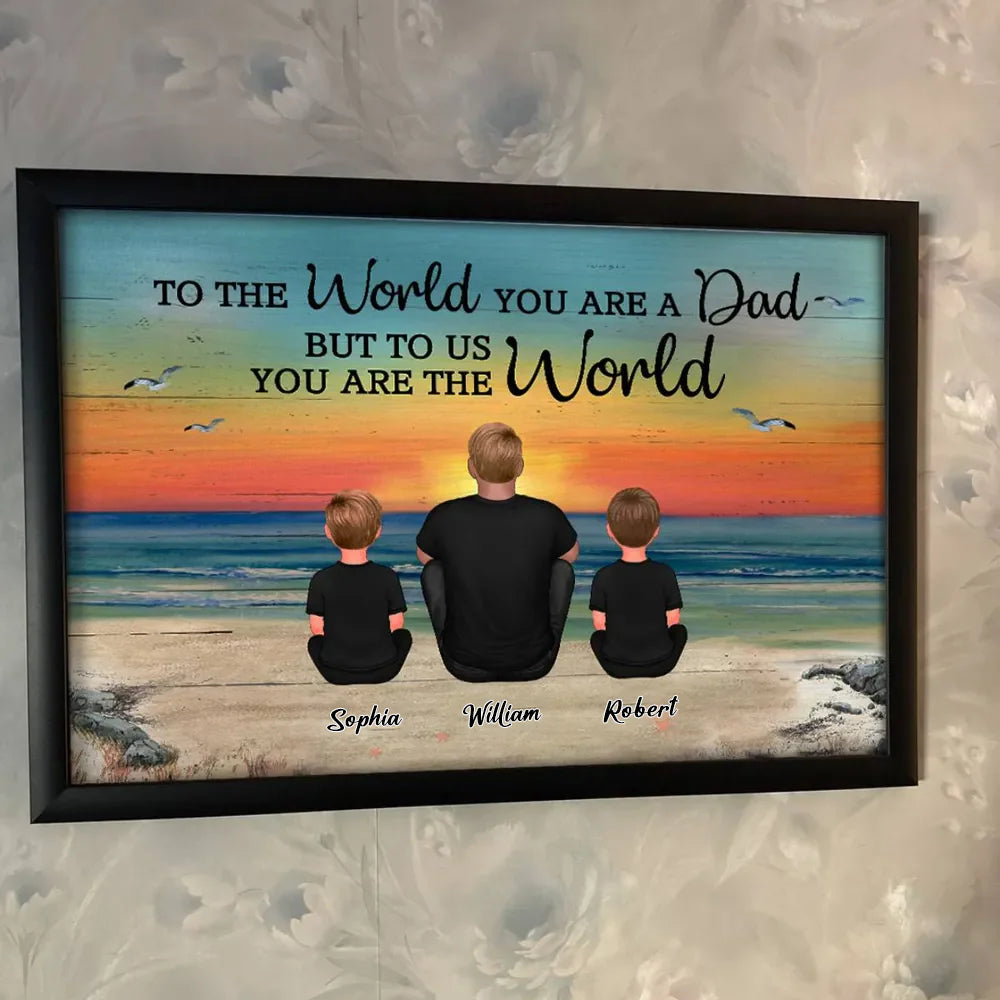 Dad And Sons Daughters Retro Vintage Beach Personalized Poster, Heartfelt Father's Day Gift For Dad
