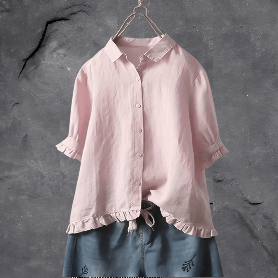 Frieda | Stijlvol Rimpel Katoenen Shirt