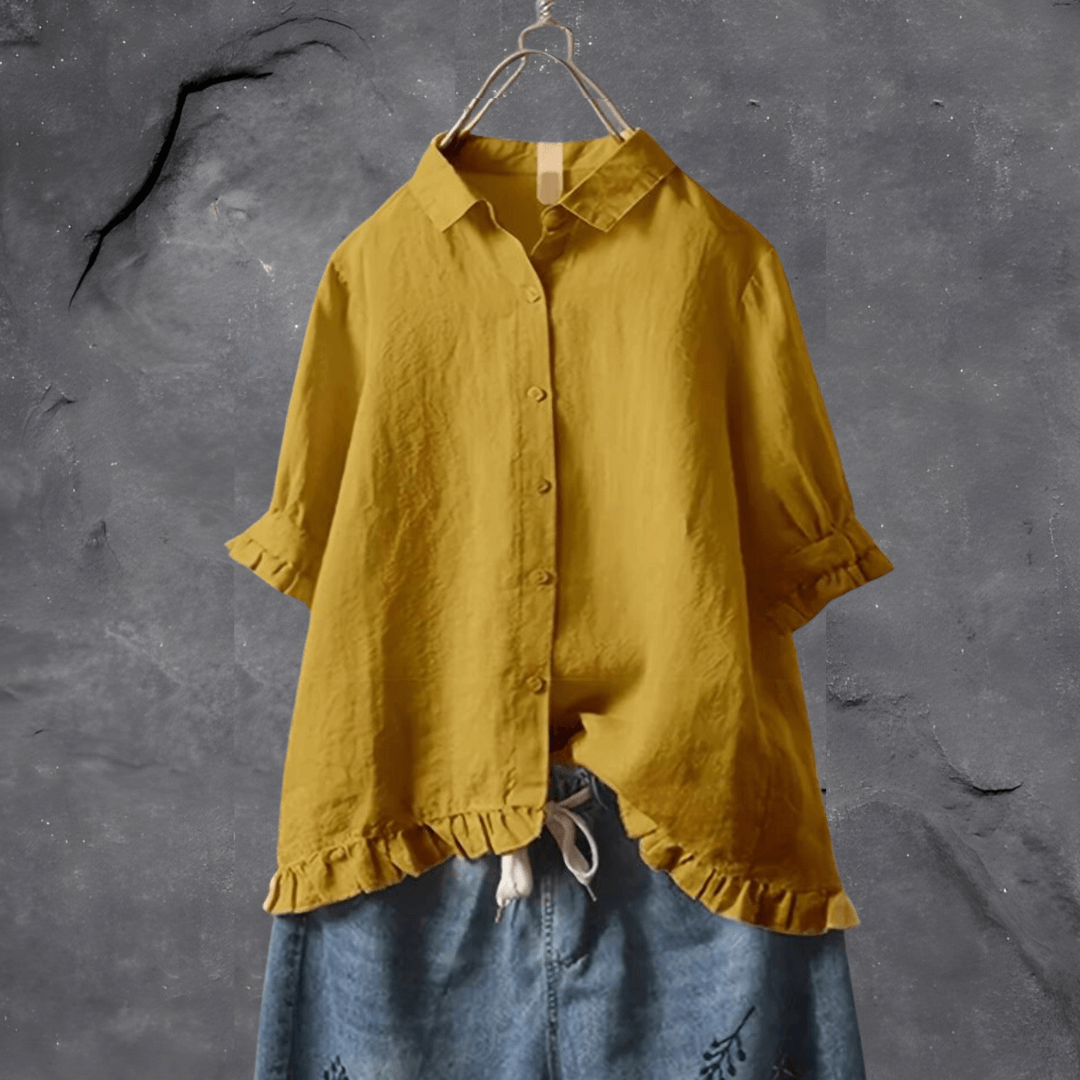Frieda | Stijlvol Rimpel Katoenen Shirt
