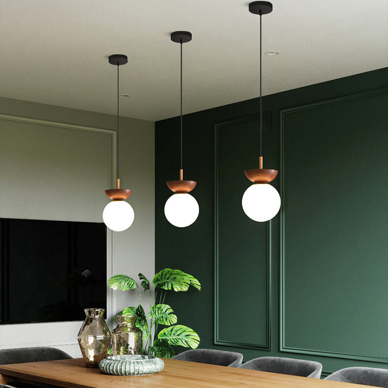 Frendorf | Glasbol Plafondlamp | Houtnerf Design