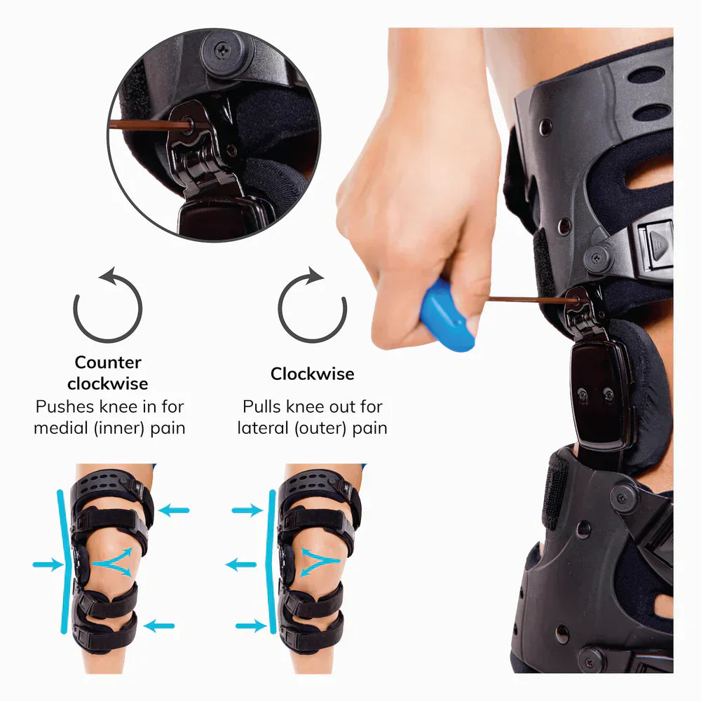 Medische OA-ontlastingsknieschijf | Unicompartimentele artrose-orthese | Varus/Valgus-correctie & ROM-controle | Mediale & Laterale ontlasting | Instelbare bewegingshoek