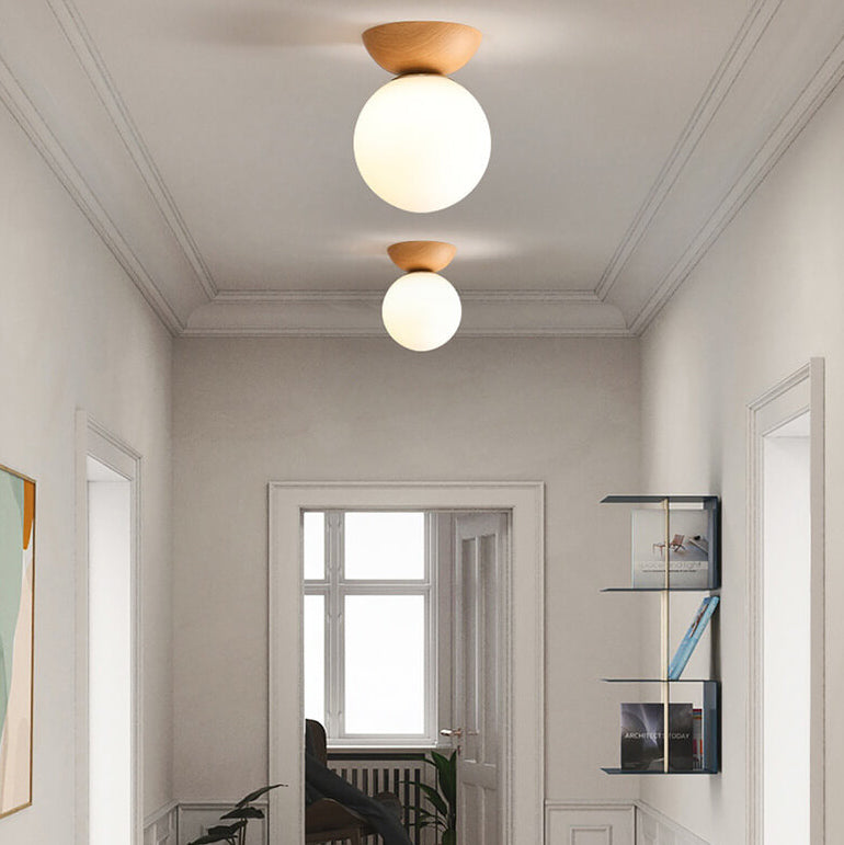 Frendorf | Glasbol Plafondlamp | Houtnerf Design