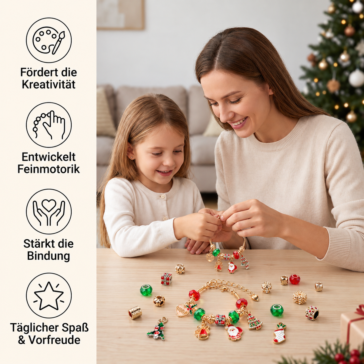 24-Dagen-Kerstarmband-Adventskalender – DIY-Sieradenset voor meisjes