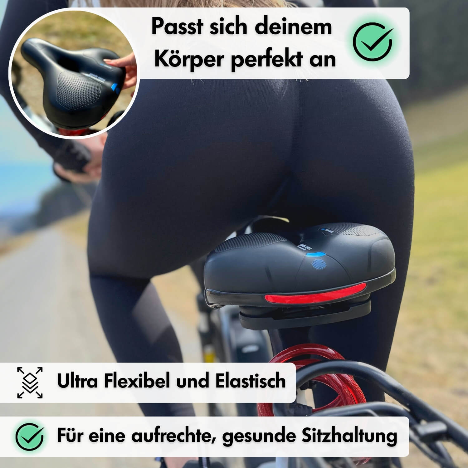 Sandsberg | CloudComfort Pro Fietszadel | Drukverlagende Geheugenfoam | Zwart