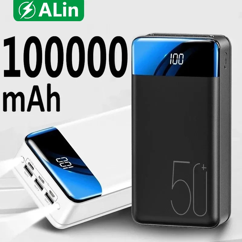 50.000mAh Ultra-Hoge Capaciteit Powerbank – Super Snelle Oplading voor Telefoons, Tablets en Laptops