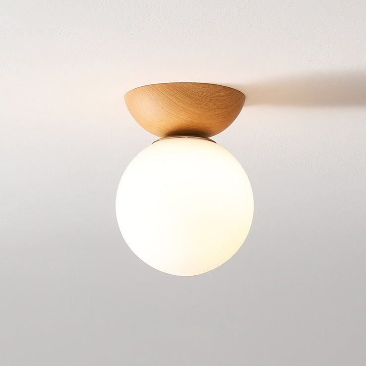 Frendorf | Glasbol Plafondlamp | Houtnerf Design