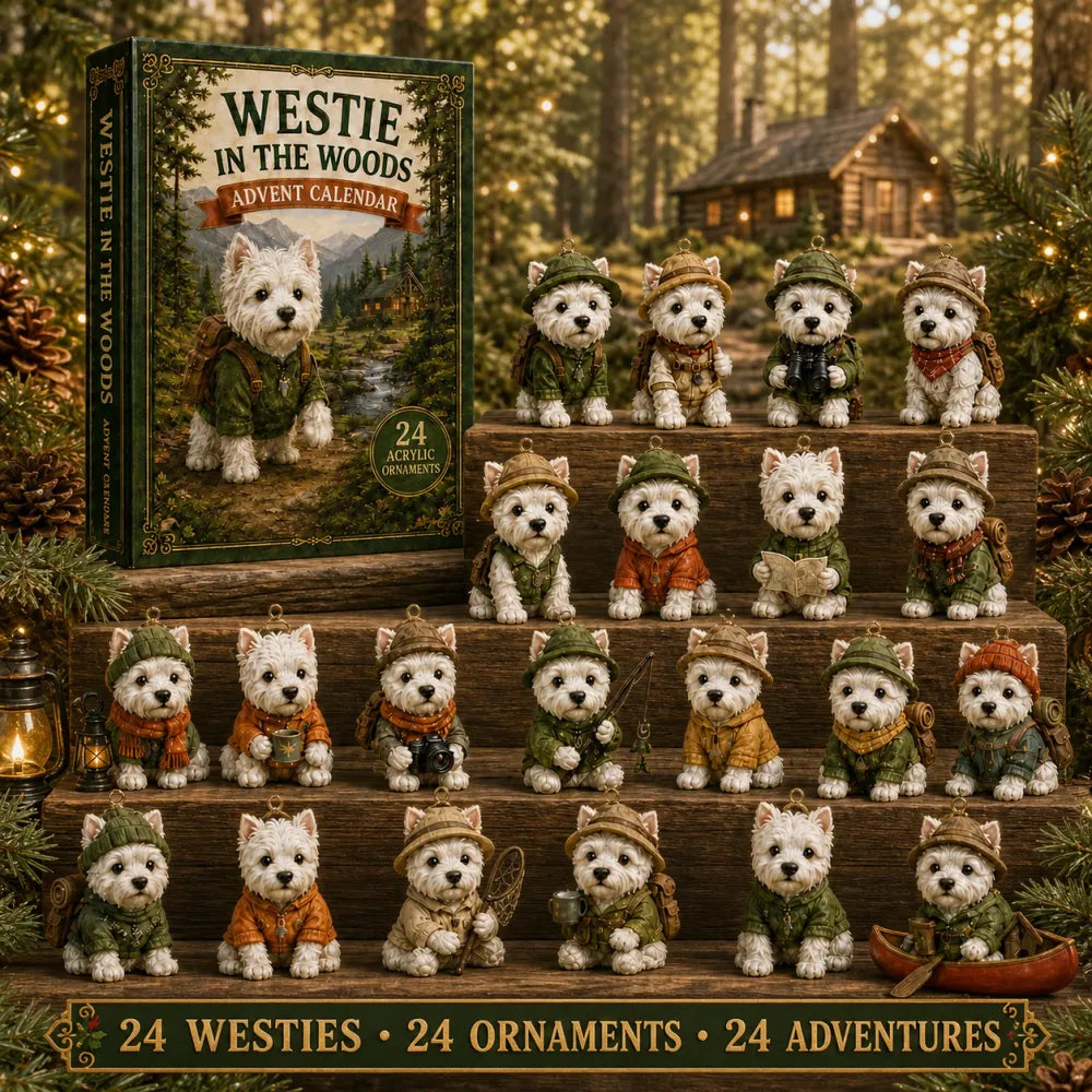 🐶2D Westie In The Woods Adventskalender 2026 - 24-Daagse Feestelijke Aftelling - Cadeau Voor Hondenliefhebbers