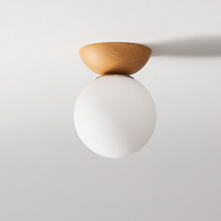 Frendorf | Glasbol Plafondlamp | Houtnerf Design