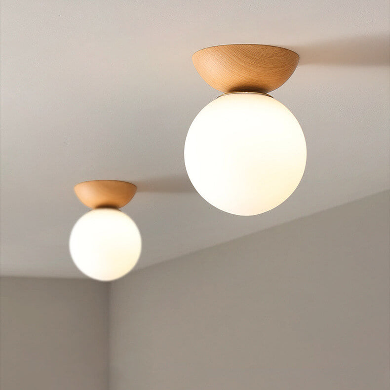Frendorf | Glasbol Plafondlamp | Houtnerf Design