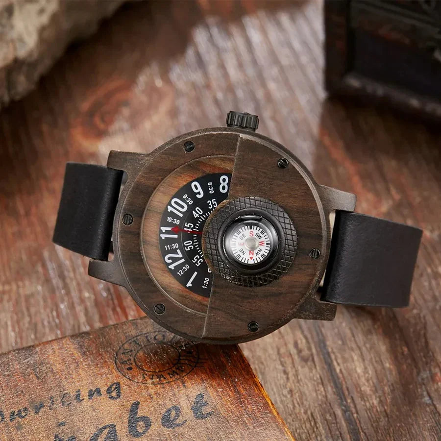 RAMON - HOUTEN HORLOGES MET LEEREN BAND