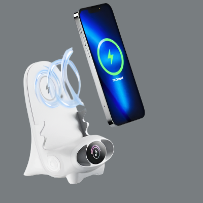 LuxoTech Mini Telefoonhouder | Elegante stoelvorm met draadloze snellader functie