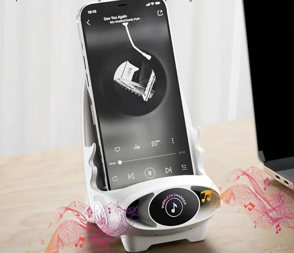LuxoTech Mini Telefoonhouder | Elegante stoelvorm met draadloze snellader functie