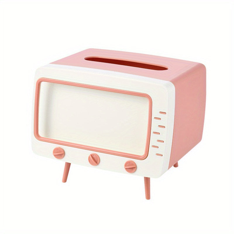 Retro TV Tissue Box Holder met Smartphone Dock – Multifunctionele Tissue Cover voor Thuis en Kantoor Decor