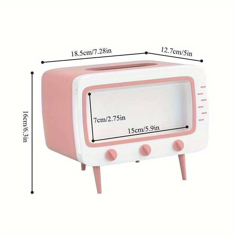 Retro TV Tissue Box Holder met Smartphone Dock – Multifunctionele Tissue Cover voor Thuis en Kantoor Decor