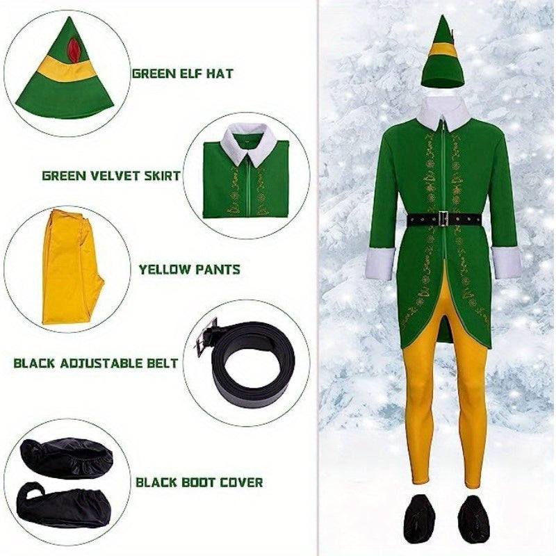 Grappig Lange Mouw Halloween Elf Kostuum voor Mannen | Feestkleding