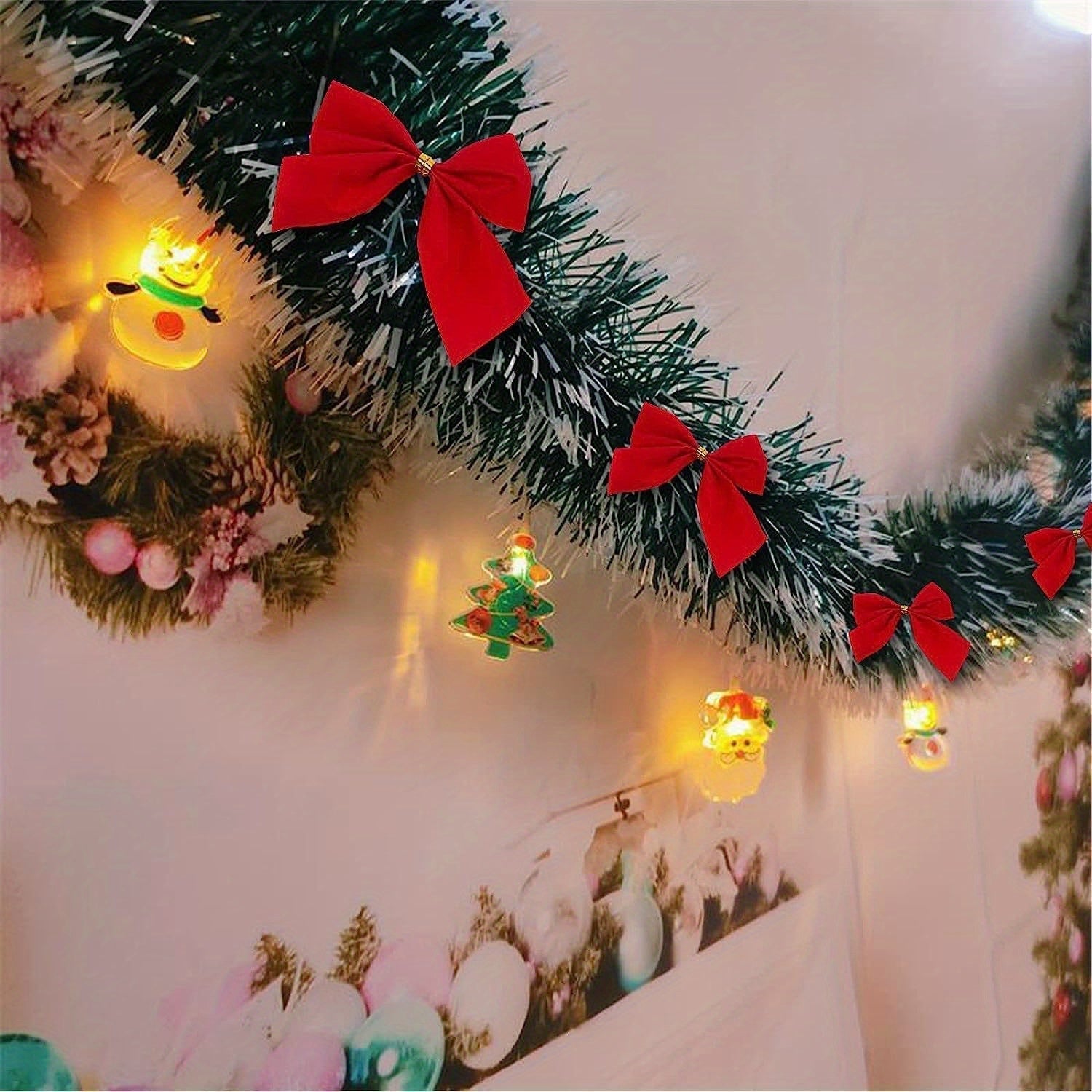 LumaTinsel LED Kerstguirlande – Set van 2 draadloze metallic guirlandelampen met warm licht