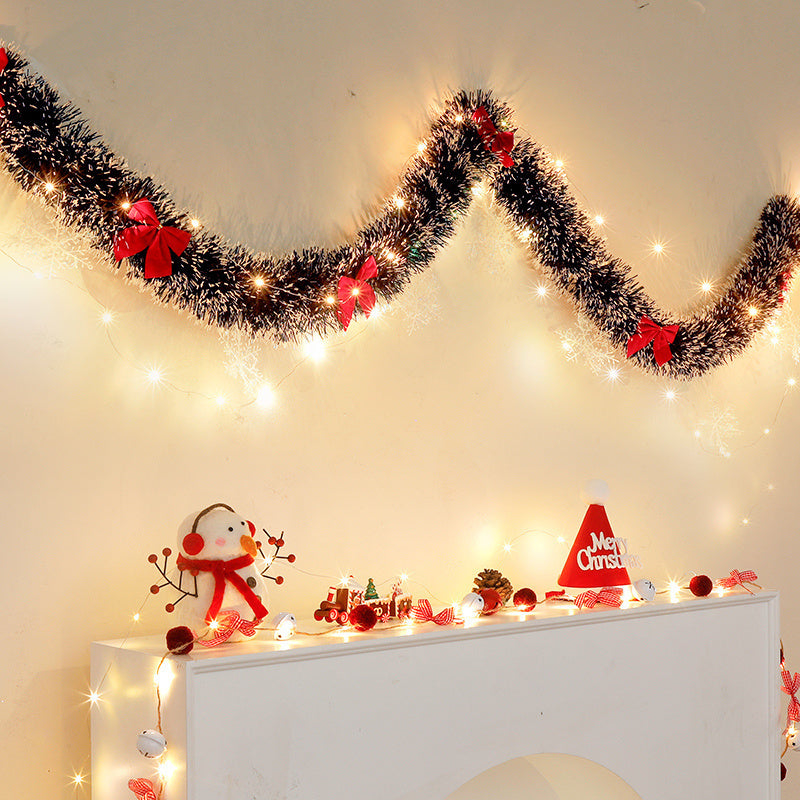 LumaTinsel LED Kerstguirlande – Set van 2 draadloze metallic guirlandelampen met warm licht