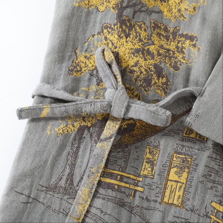 Neutrale Katoenen Kimono-Pyjamaset