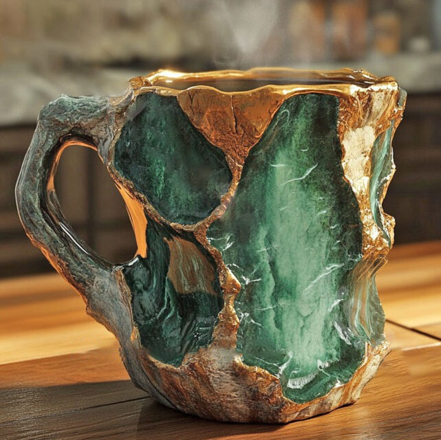 Handgemaakte Koffiemokken van Mineraalkristal, Geïsoleerd, Magnetronbestendig, 350-450 ml