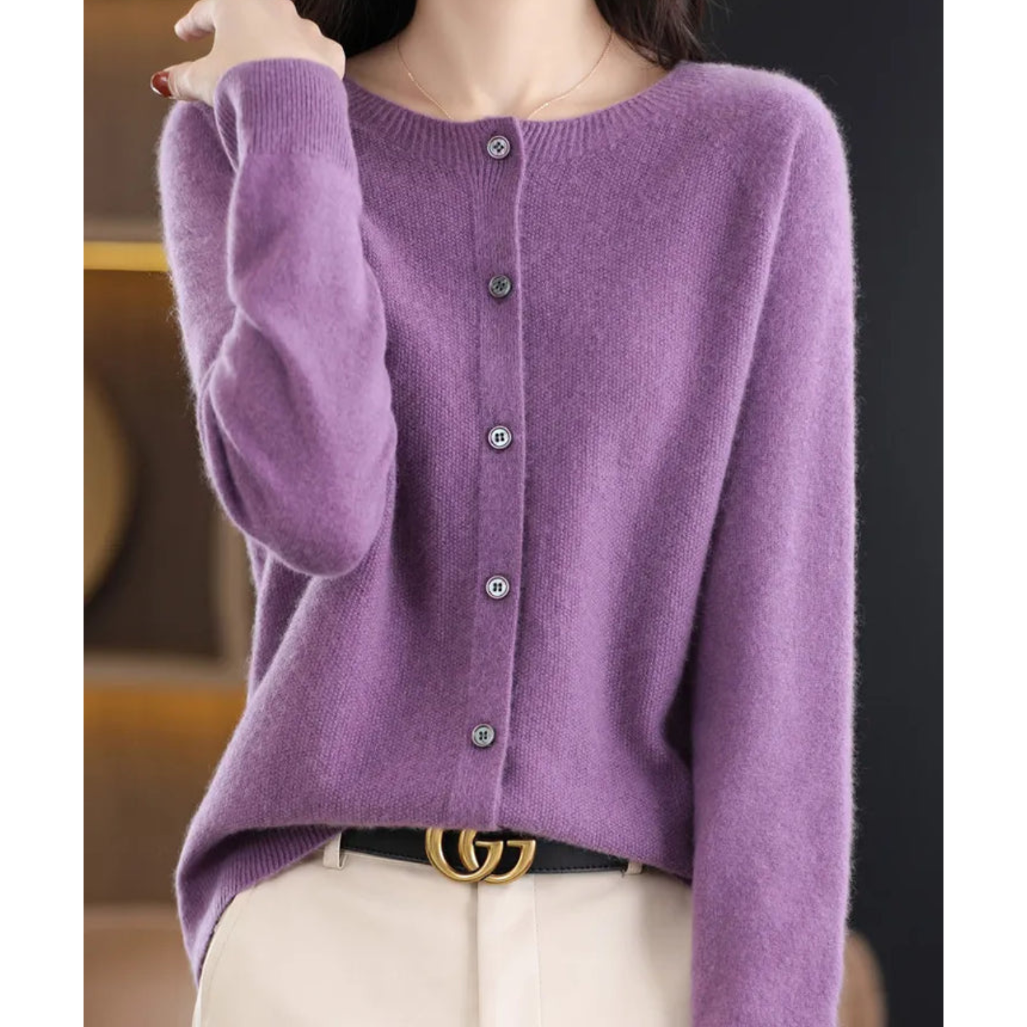 Drune Dames Ronde Hals Cardigan Trui