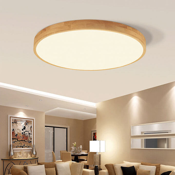 Nordic Massiefhout Ronde Ultra-dunne LED Plafondlamp 1-Licht