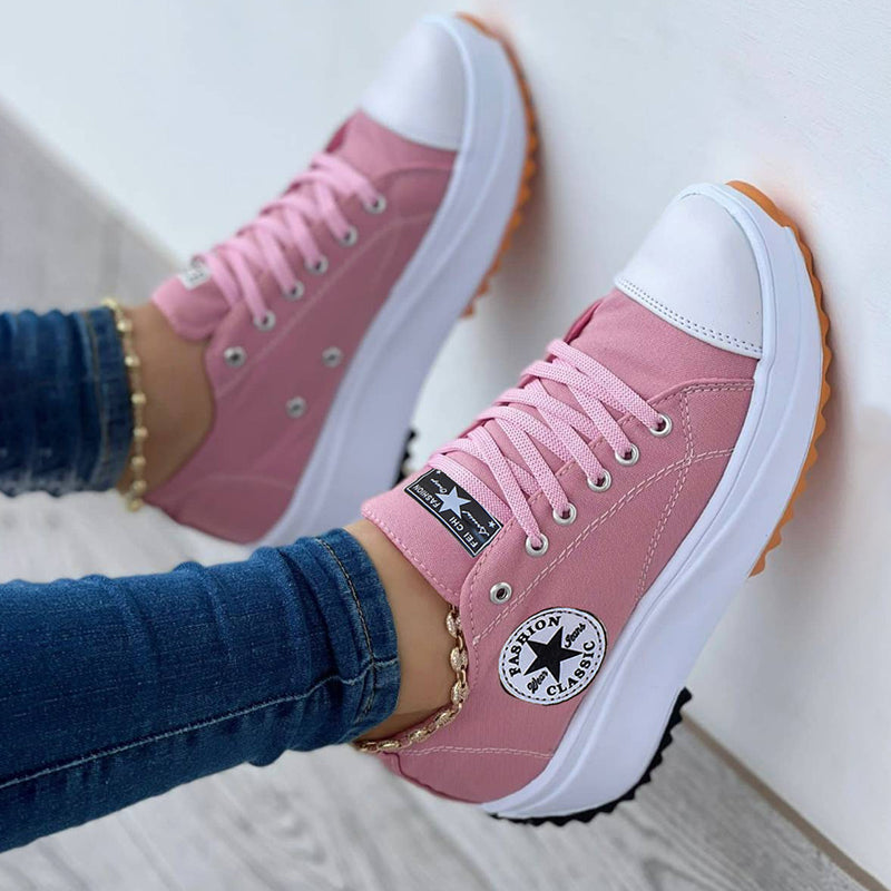 Drune Sneaker Dames dikke Zool Vetersluiting