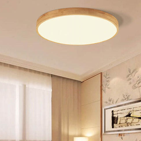 Nordic Massiefhout Ronde Ultra-dunne LED Plafondlamp 1-Licht