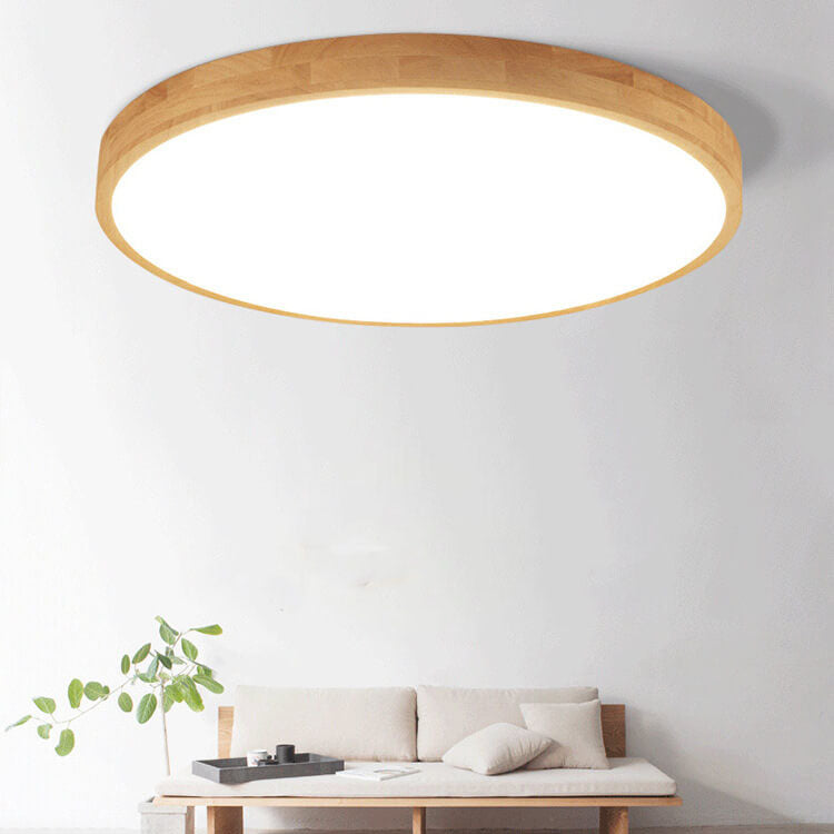 Nordic Massiefhout Ronde Ultra-dunne LED Plafondlamp 1-Licht