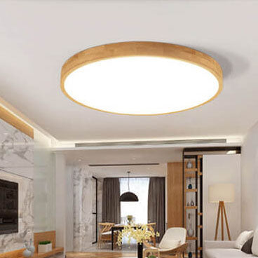 Nordic Massiefhout Ronde Ultra-dunne LED Plafondlamp 1-Licht