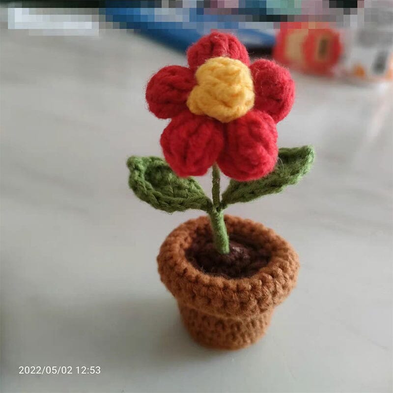 Handgemaakte gebreide bloemen