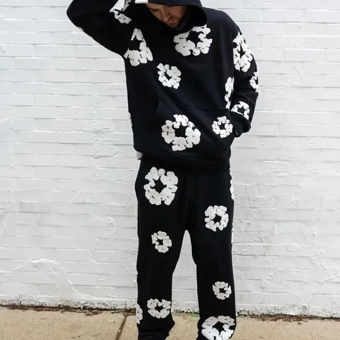 Ensemble Caleb met Hoodie en Wijde Bloemenbroek