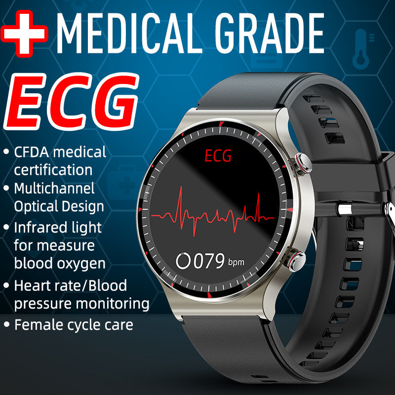 Medische EKG-Smartwatch | CFDA-gecertificeerd | 512Hz Hoogprecisie Biosensor | SpO2- & Hartslagmonitoring | AI-gebaseerde Ademhalingsanalyse | IP67 Waterdicht