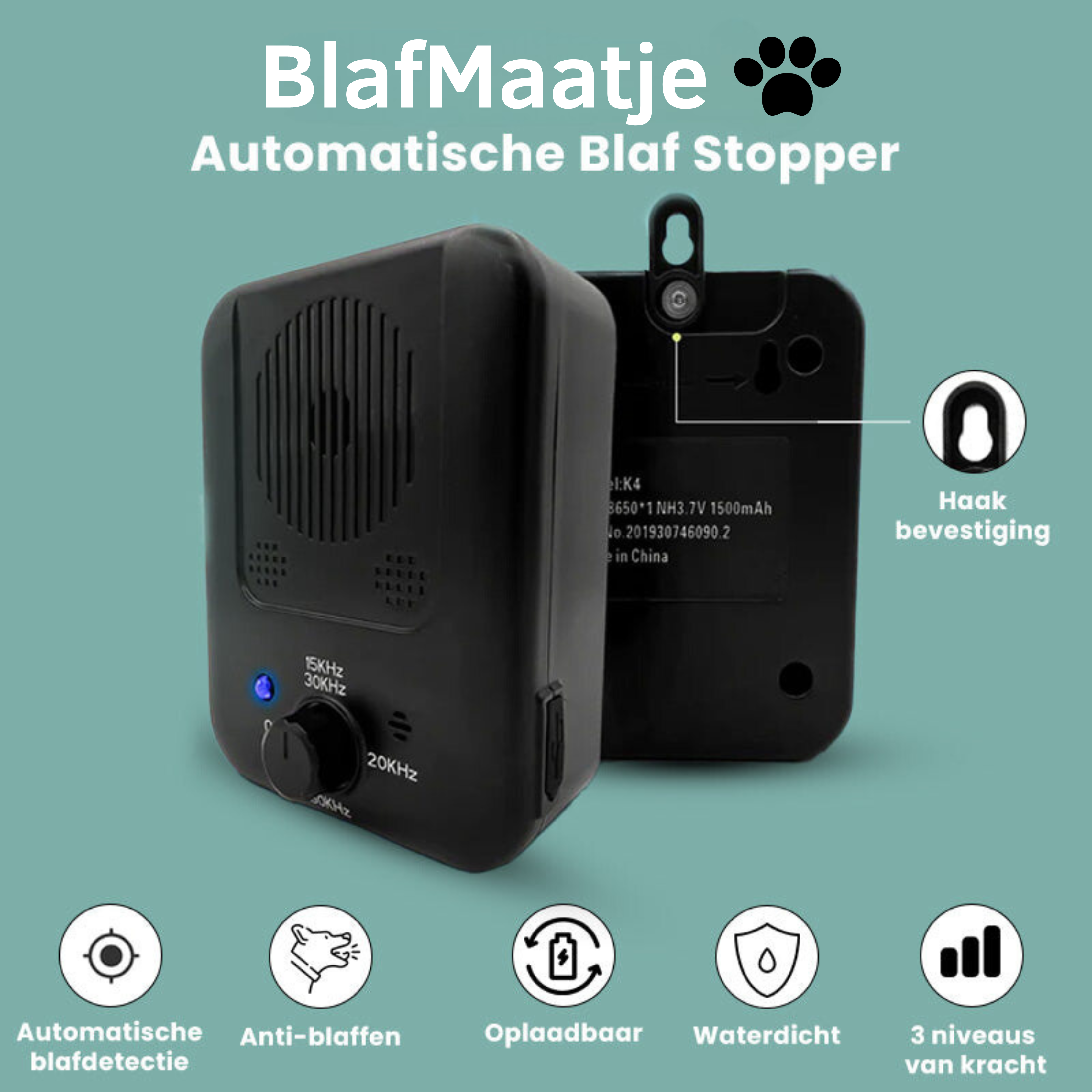 CanineElegance Pijnvrij Anti-blafapparaat | Effectief blafpreventiesysteem voor een harmonieuze omgeving