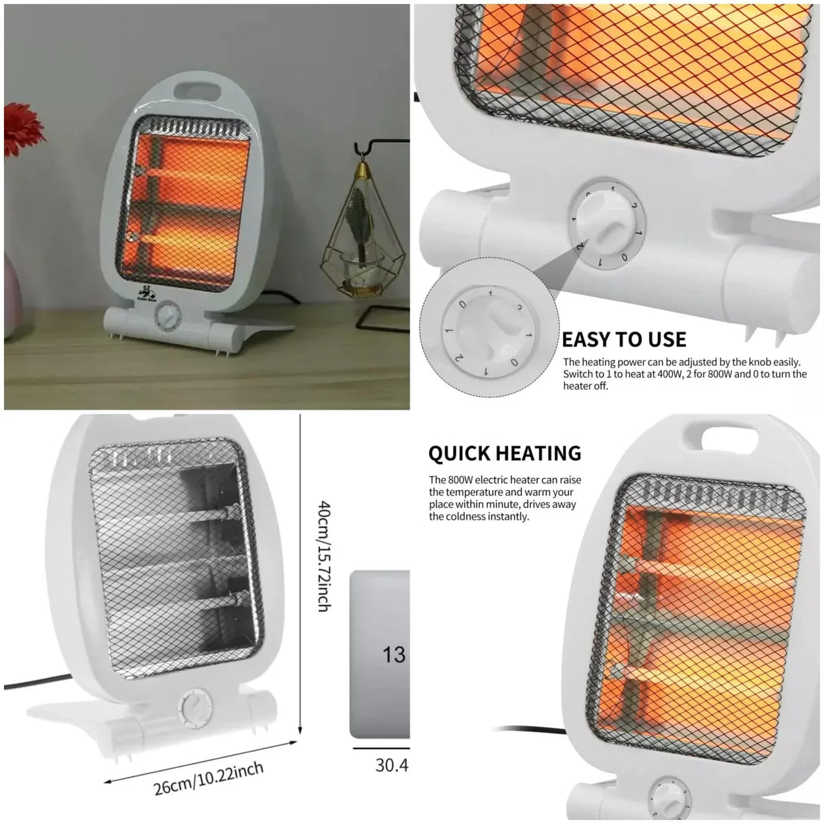 Elektrische Kachel 800W – Draagbare Ruimteverwarming voor Thuis