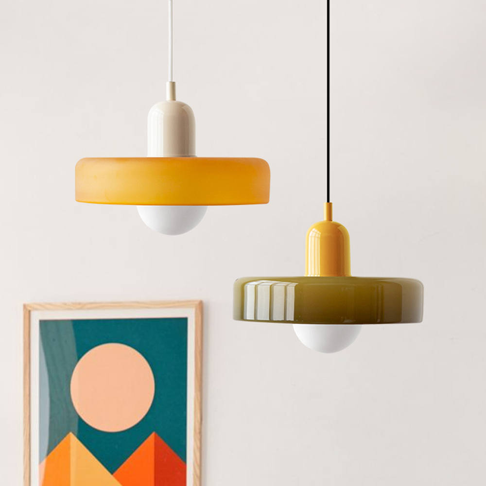 Bauhaus Hanglamp in Gekleurd Glas