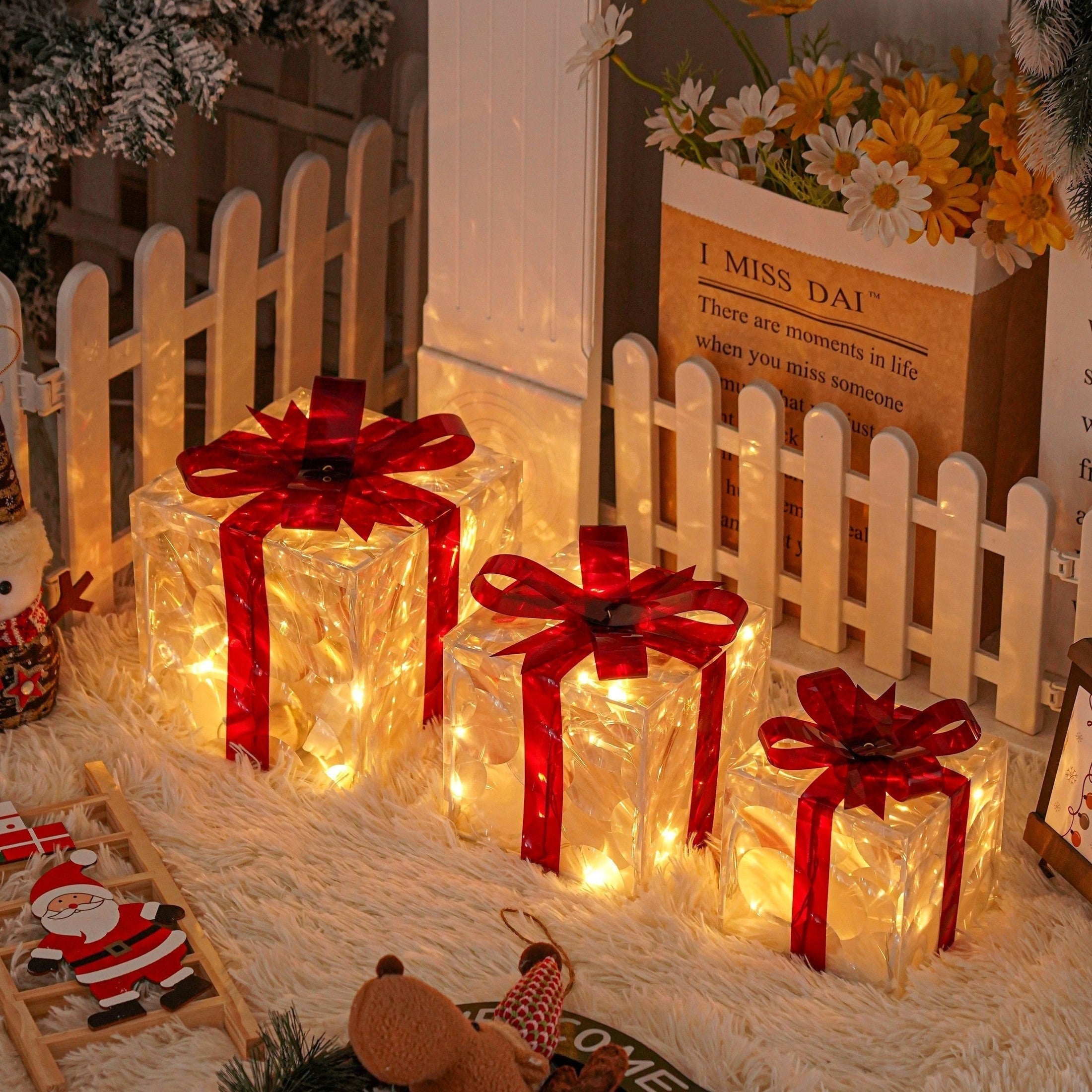 GlowBox LED Cadeauboxen – Set van 3 verlichte kerstcadeaus voor binnen en buiten