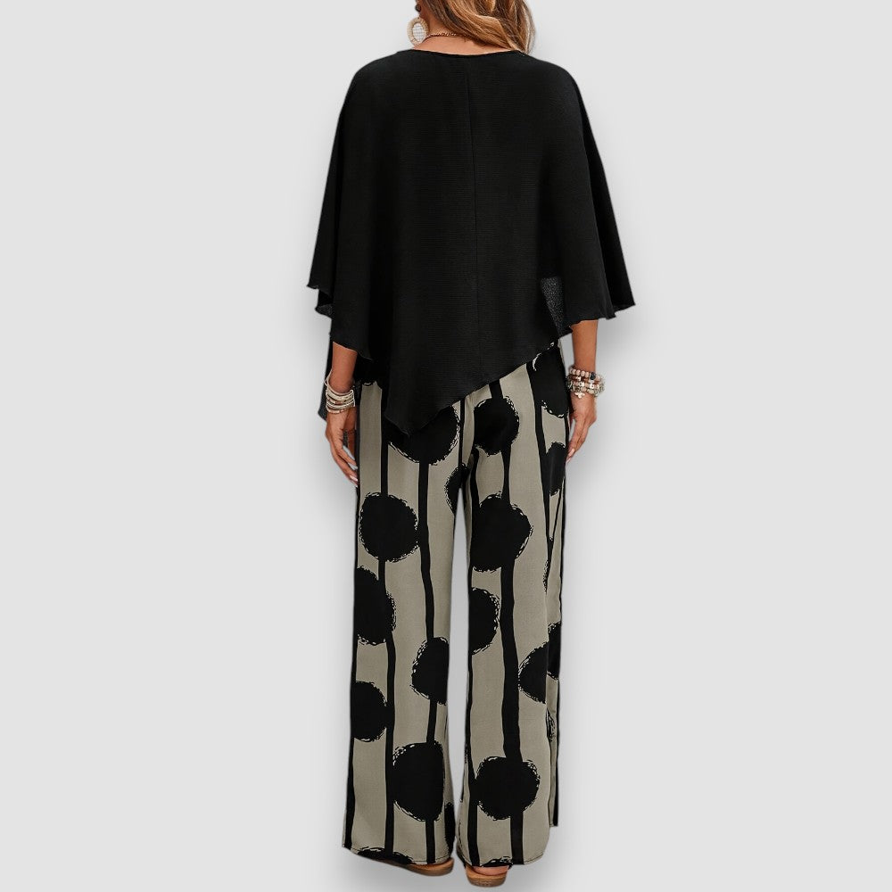 Claudia – Stijlvolle Twee-delige Set met Asymmetrische Top voor Dames