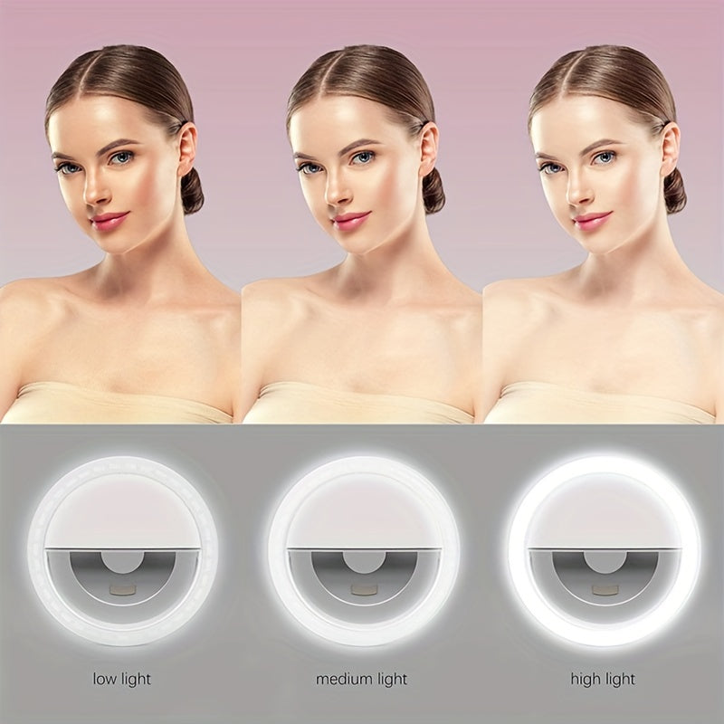 LED Selfie Ringlamp met Oplaadbare Batterij – Perfecte Cirkelverlichting voor Make-up en Fotografie, Compatibel met Telefoons en Computers