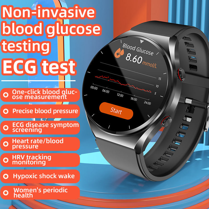 Een-Klik Bloedglucose|Bloedglucose Bloeddruk EKG|EKG HRV Hartslagmonitor Gezondheids-Smartwatch