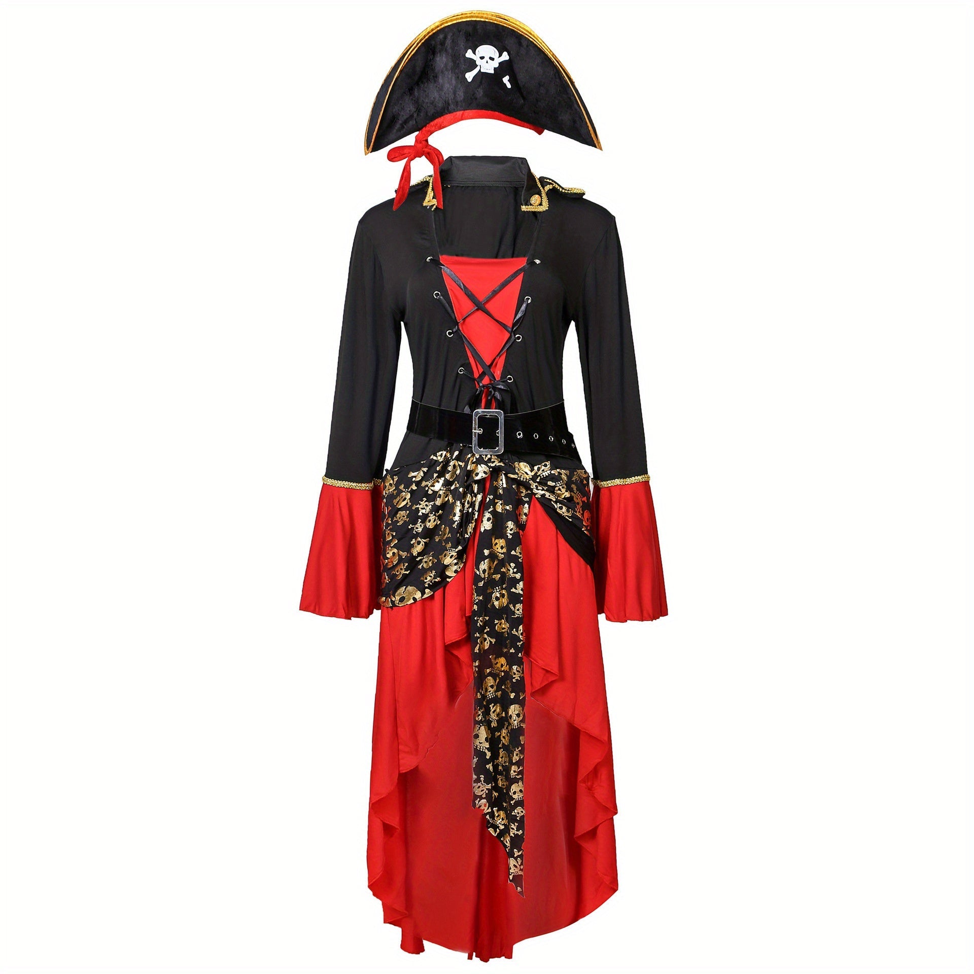 Vrouwen Piraten Halloween Kostuum Jurk | Lange Mouwen Asymmetrisch